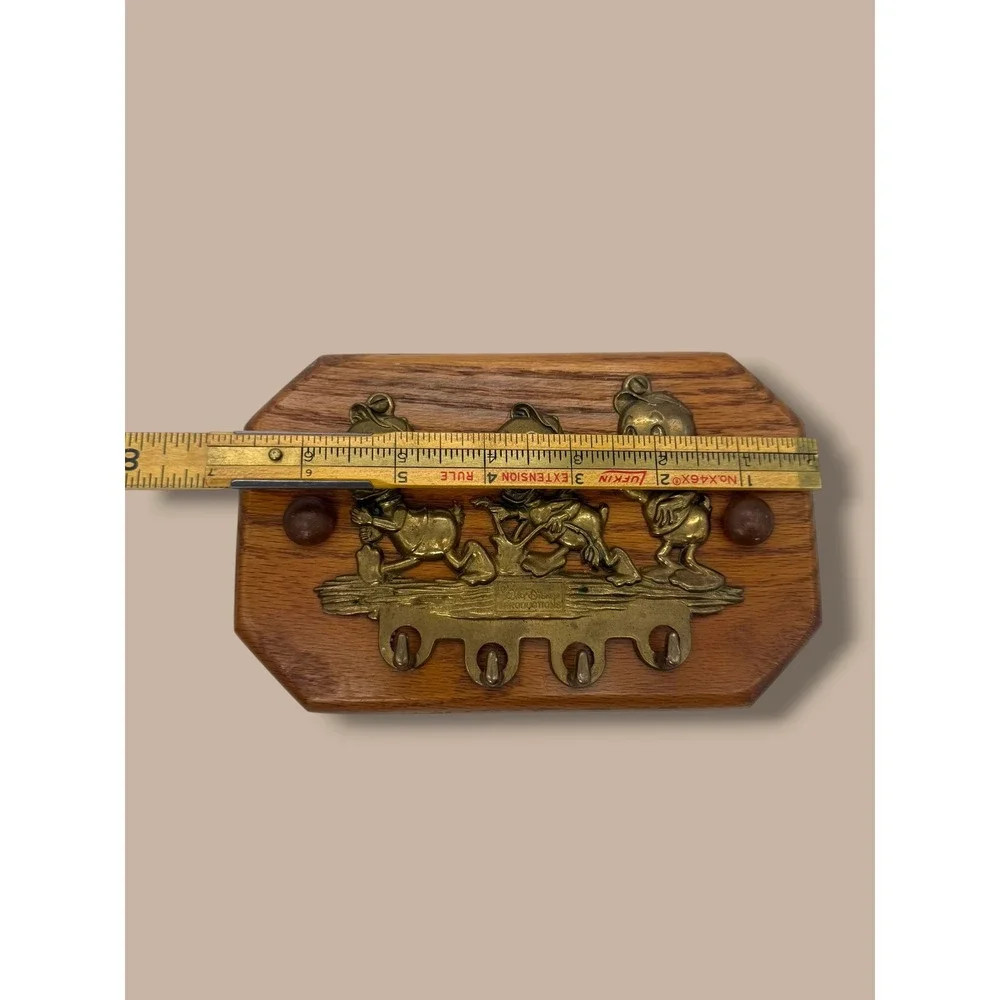 Vintage Walt Disney Productions Huey Dewey Louie 4 Hook Wood Key Holder Rack